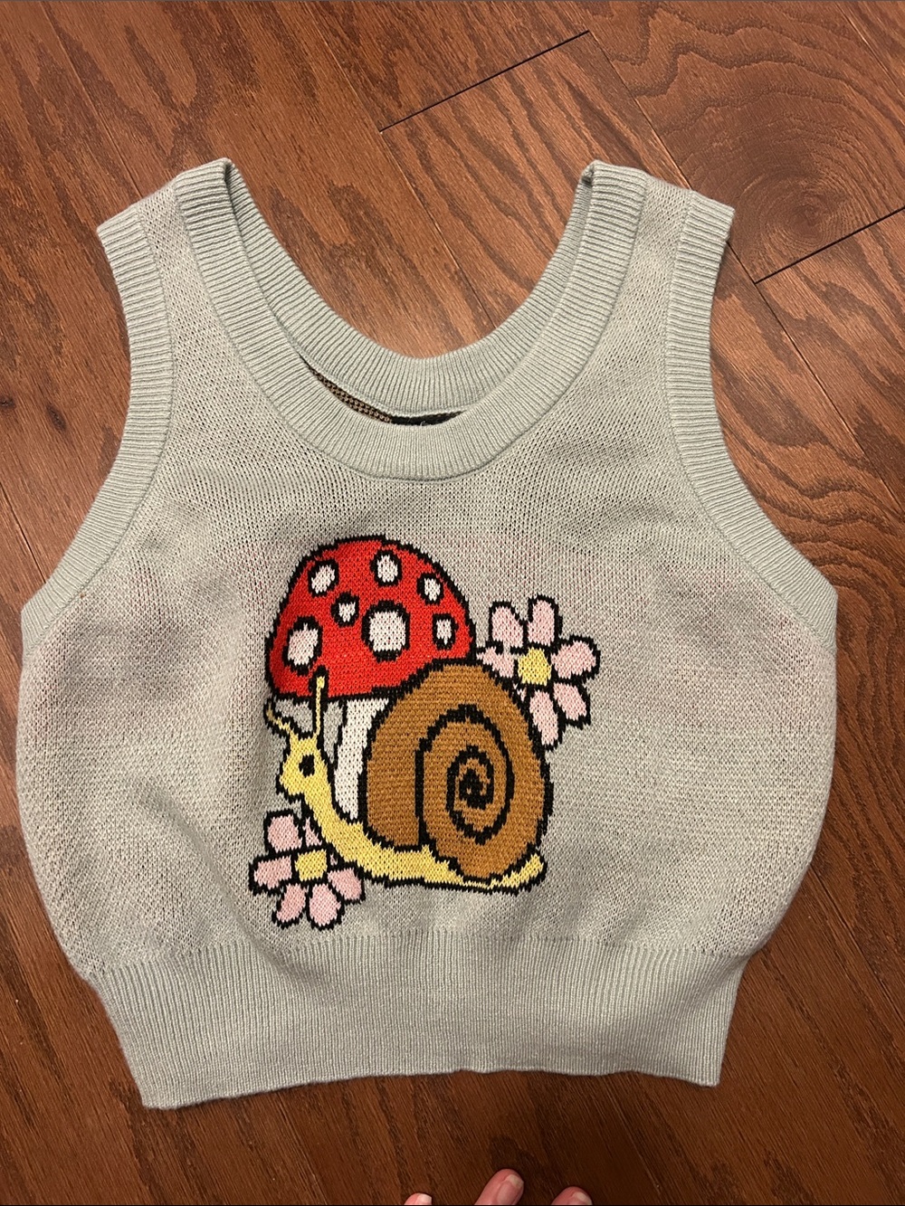 Hot Topic Gray Tank Top with Snail & Mushroom Graphic
